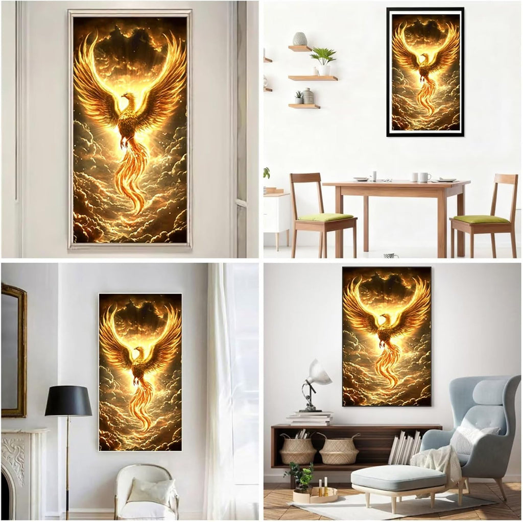 Diamond Art Kits for Adults Animal Diamond Painting Kits, 5D DIY Round Phoenix Full Drill Dimond Art Paintings Rhinestones Crafts for Adults for Gift Home Wall Decor, Large Size 36 x 72 Inch, Model801