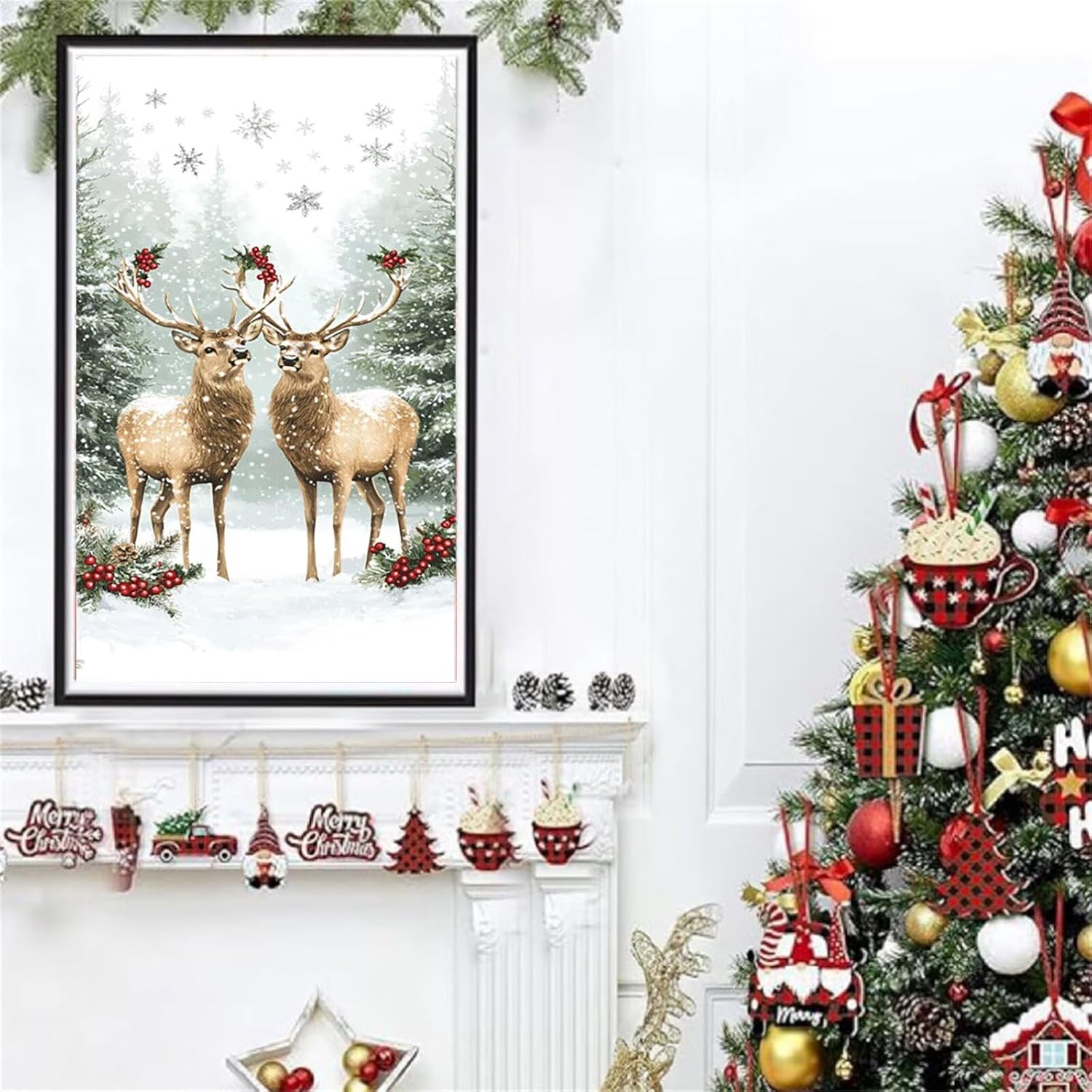 Diamond Art Kits for Adults Deer Diamond Painting Kits, 5D Square Snow Full Drill Dimond Art Paintings Crystal Rhinestones Crafts for Adults for Gift Home Wall Decor, Large Size 40 x 80 Inch, Model978
