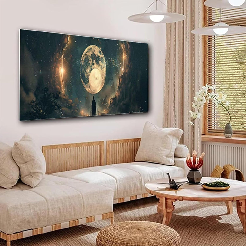 Diamond Painting Moon Diamond Art Kits for Adults, Dimond Art Painting Man Mosaic Kits for Beginner, DIY Full Square Drill Large Gem Arts and Crafts Paintings, Home Wall Decor 108x36 Inch Z4-657