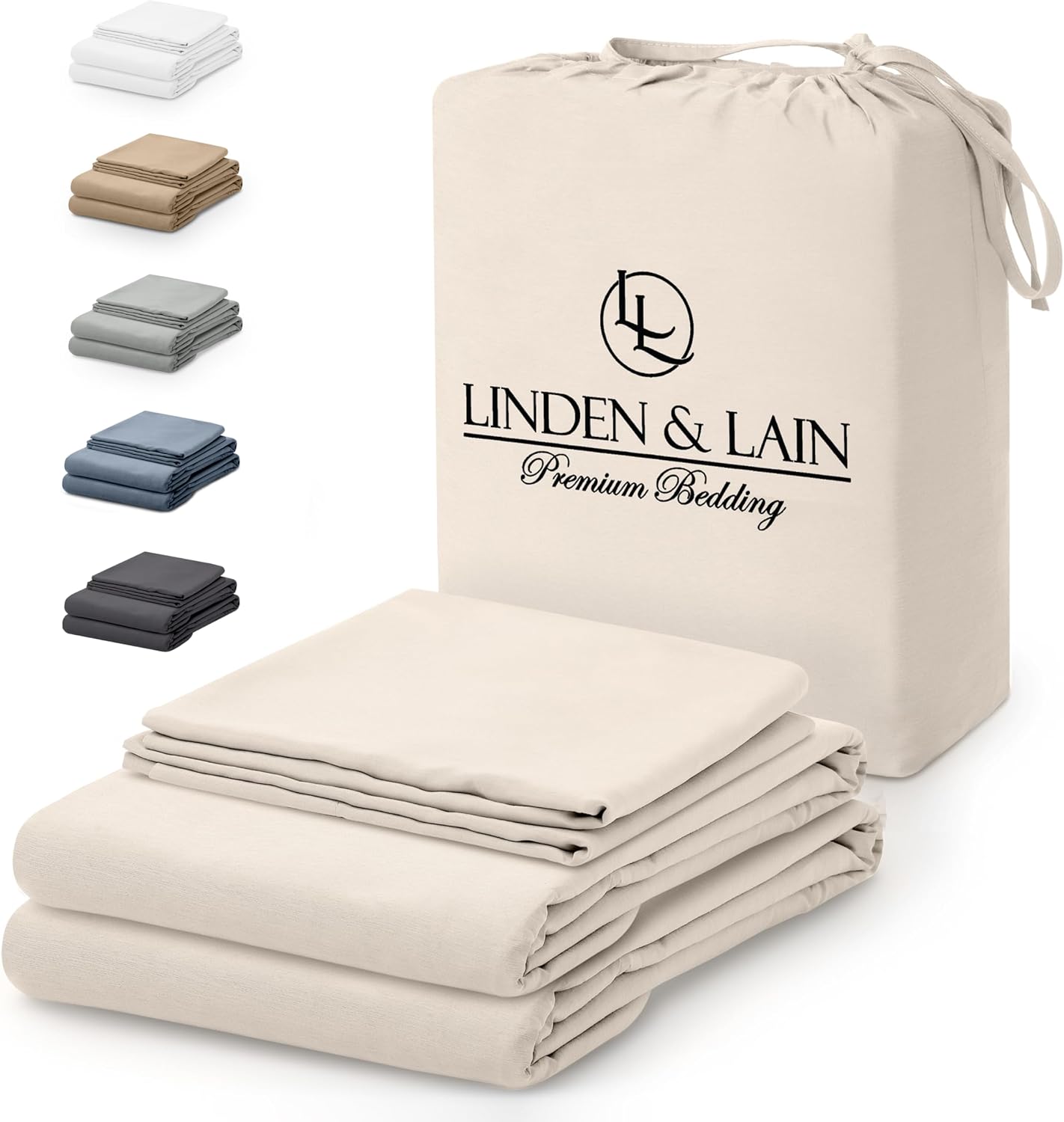 Linden & Lain Luxury King Size Bed Sheet Set | Organic Ultra Soft Bed Sheets | Viscose Derived from Bamboo | Microfiber | 18' Deep Pocket with Upgraded Elastic | Best Cooling Technology | Ivory