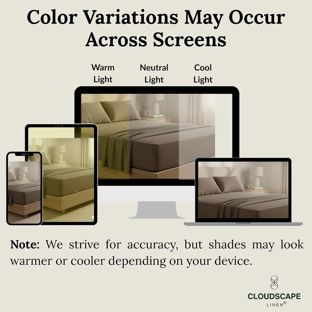 CLOUDSCAPE 100% Egyptian Cotton Sheets Queen Size, 4 Piece Breathable & Silky Sateen Weave Queen Sheet Set, Ultra-Soft & Perfect Cooling Hotel Luxury Sheets, Deep Pocket Fitted up to 15', Taupe