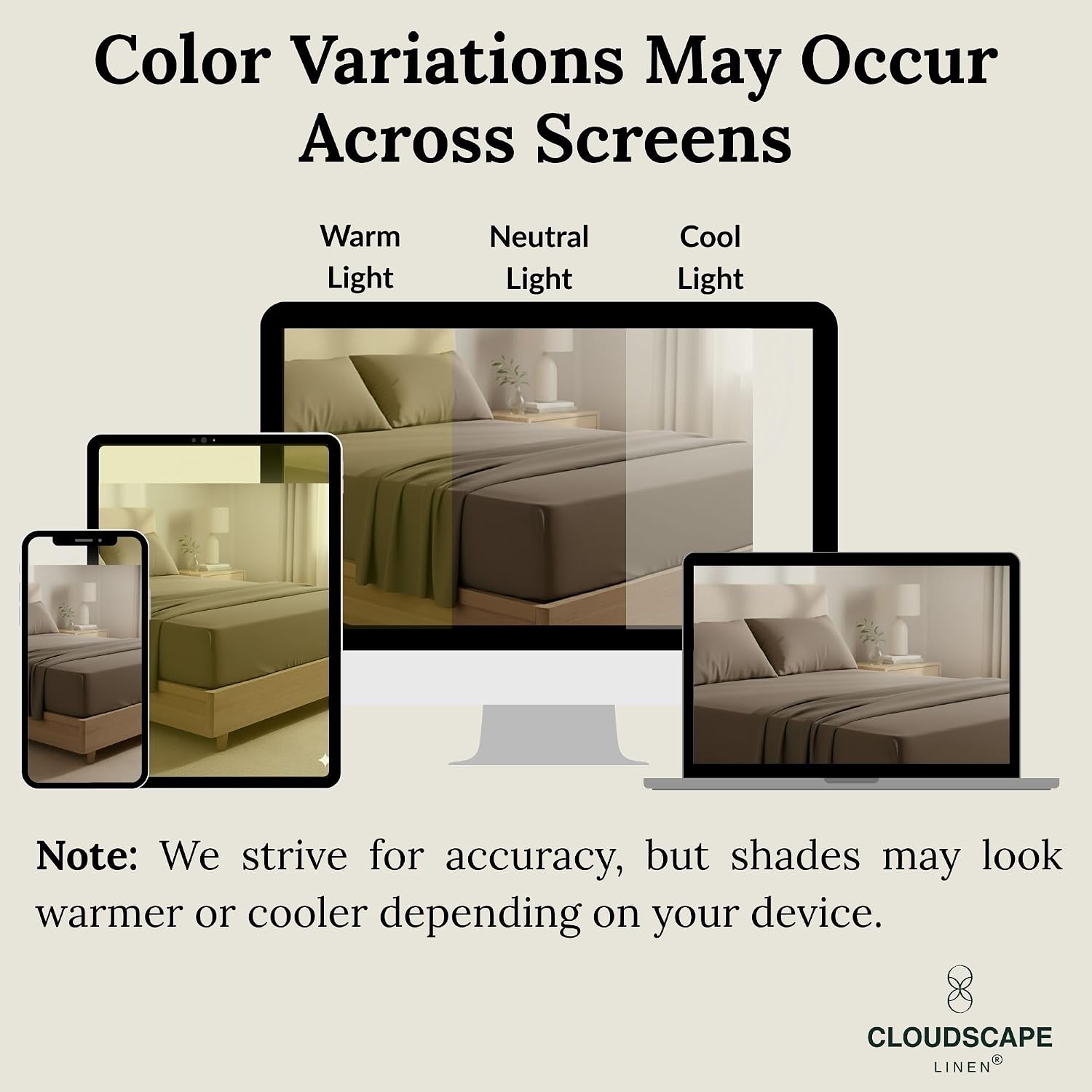 CLOUDSCAPE 100% Egyptian Cotton Sheets Queen Size, 4 Piece Breathable & Silky Sateen Weave Queen Sheet Set, Ultra-Soft & Perfect Cooling Hotel Luxury Sheets, Deep Pocket Fitted up to 15', Taupe