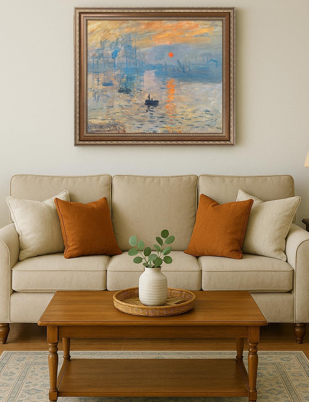 DECORARTS - Impression Sunrise, Claude Monet Classic Art. Giclee Prints Framed Art for Wall Decor.