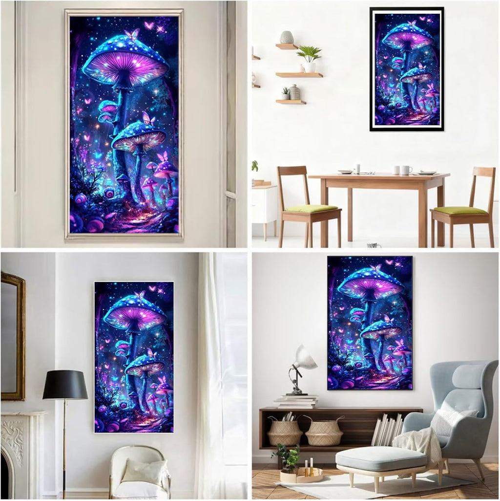 Diamond Art Kits for Adults Dream Diamond Painting Kits, 5D DIY Square Mushroom Full Drill Dimond Art Paintings Crystal Crafts for Adults for Gift Home Wall Decor, Large Size 36 x 72 Inch, Model654