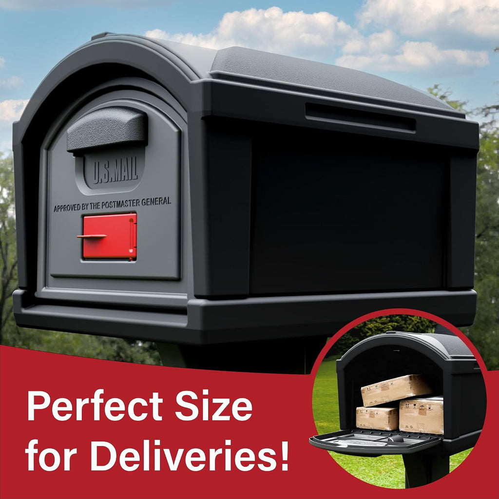 Simplay3 T4 Extra Large Capacity XL Dig-Free Mailbox with Durable Construction, Weather-Resistant Design, and Easy No-Dig Installation, Front Door Only, Black, Made in the USA