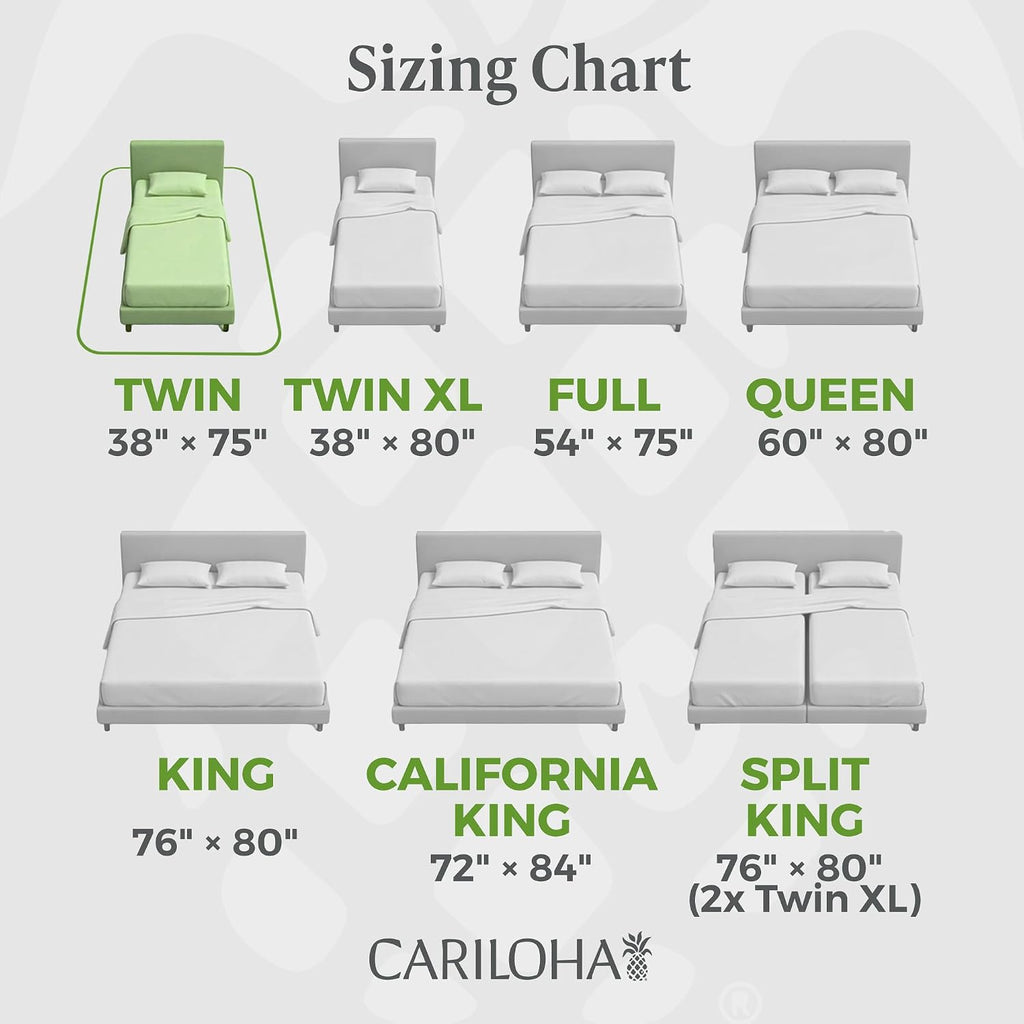 Cariloha Classic 4-Piece Twill Sheet Set | Ivory | Split King | Viscose Material | Allergy Resistant and Extra Soft | Cooling for Hot Sleepers | Corner Bands