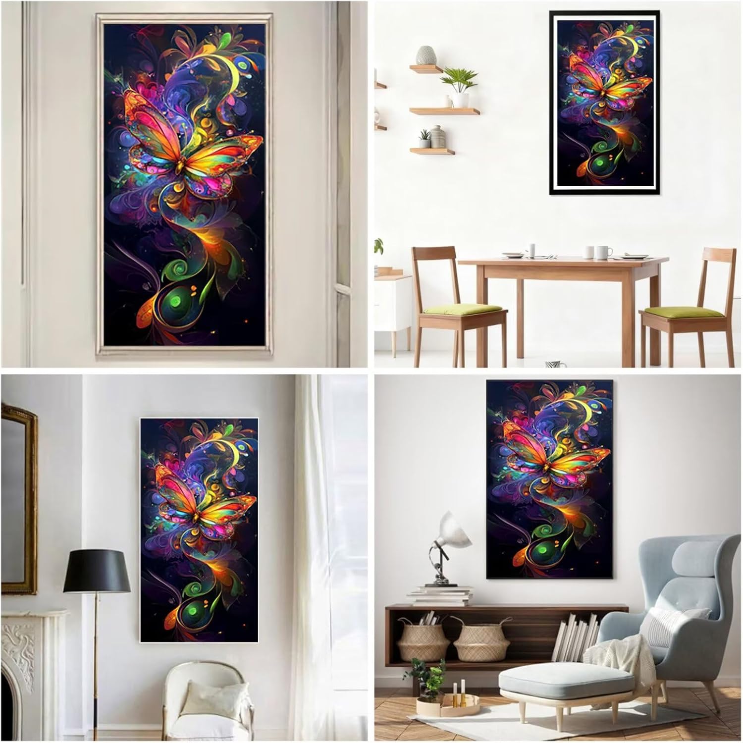 Diamond Art Kits for Adults Abstract Diamond Painting Kits, 5D DIY Round Butterfly Full Drill Dimond Art Paintings Crystal Crafts for Adults for Gift Home Wall Decor, Large Size 40 x 80 Inch, Model681
