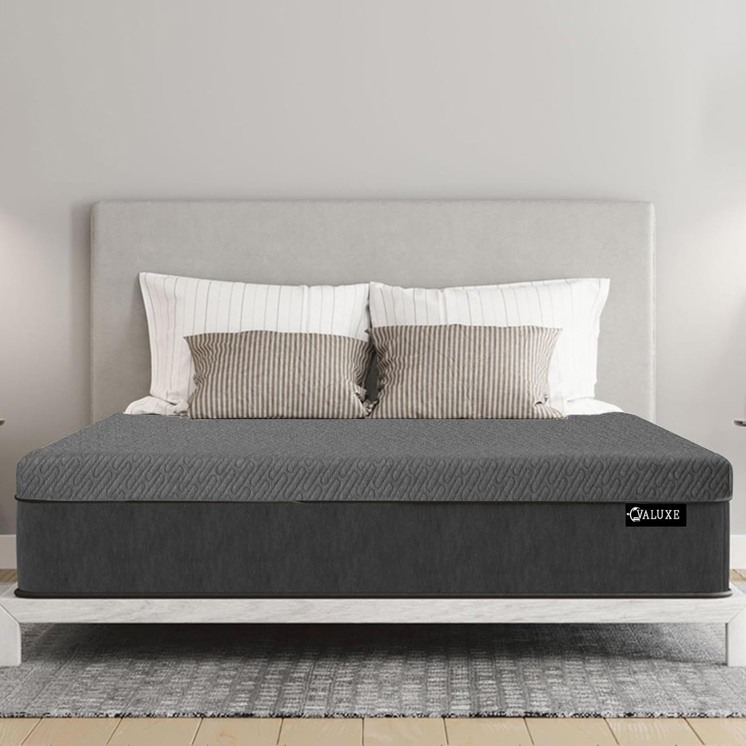 VALUXE 3 Inch Gel Memory Foam Mattress Topper King Size High Density Cooling Pad Pressure Relief Bed Topper Grey (with Removable & Washable Bamboo Cover)