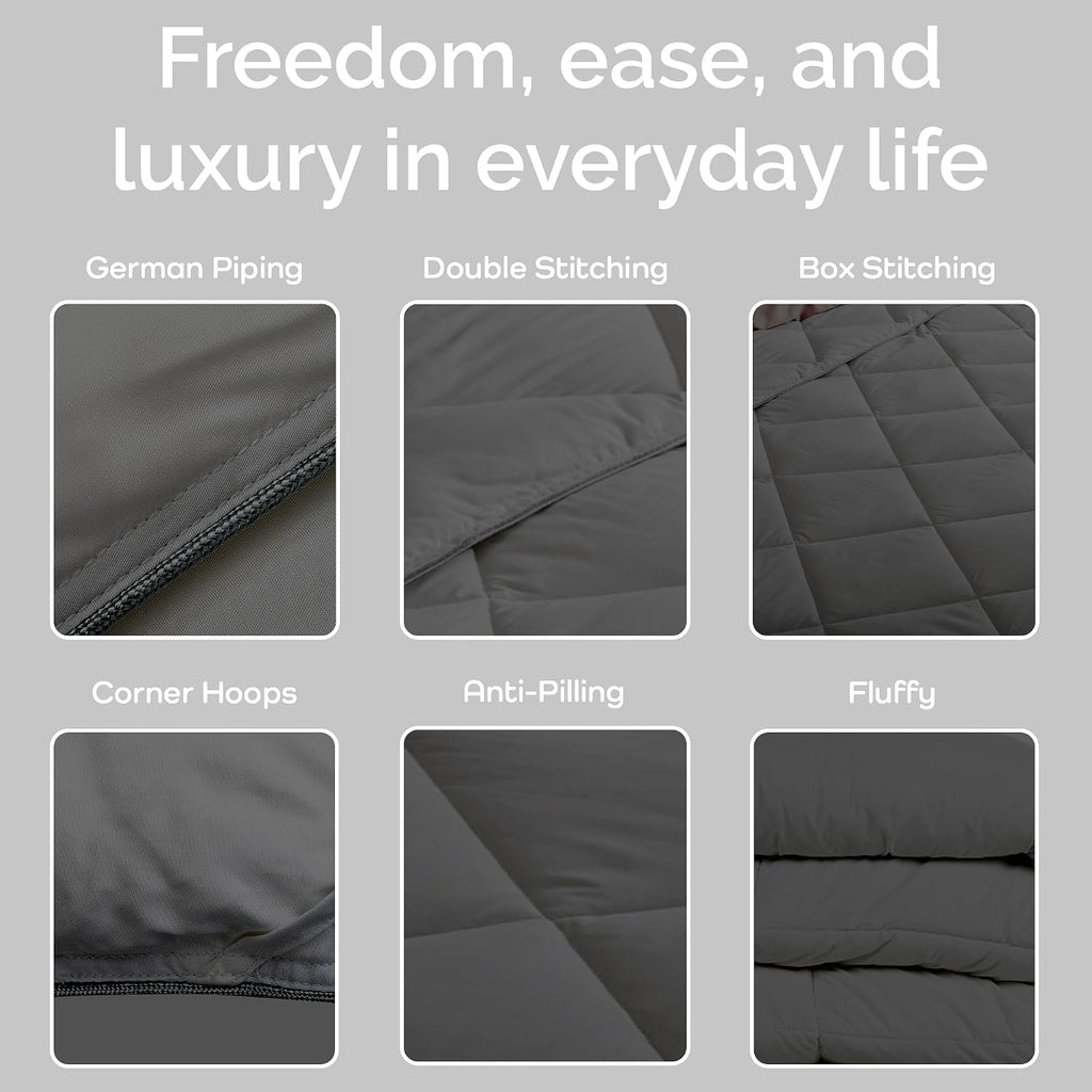 Cooling Comforter Oversized King – Lightweight All Season Down Alternative Duvet Insert, Hypoallergenic Plush Fill, 100% Viscose from Bamboo Cover - Charcoal, 116'x 98'