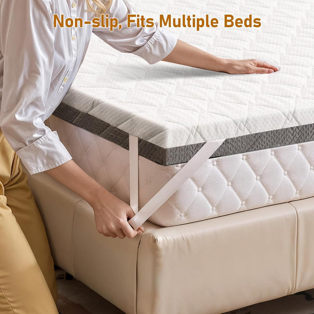 Extra Firm Mattress Topper King: 3 Inch Firm & Extra Firm Dual Firmness Bed Topper, High Density Support Mattress Pad for Back Pain Relief, Breathable Washable Cover, CertiPUR-US Certified, 80x76