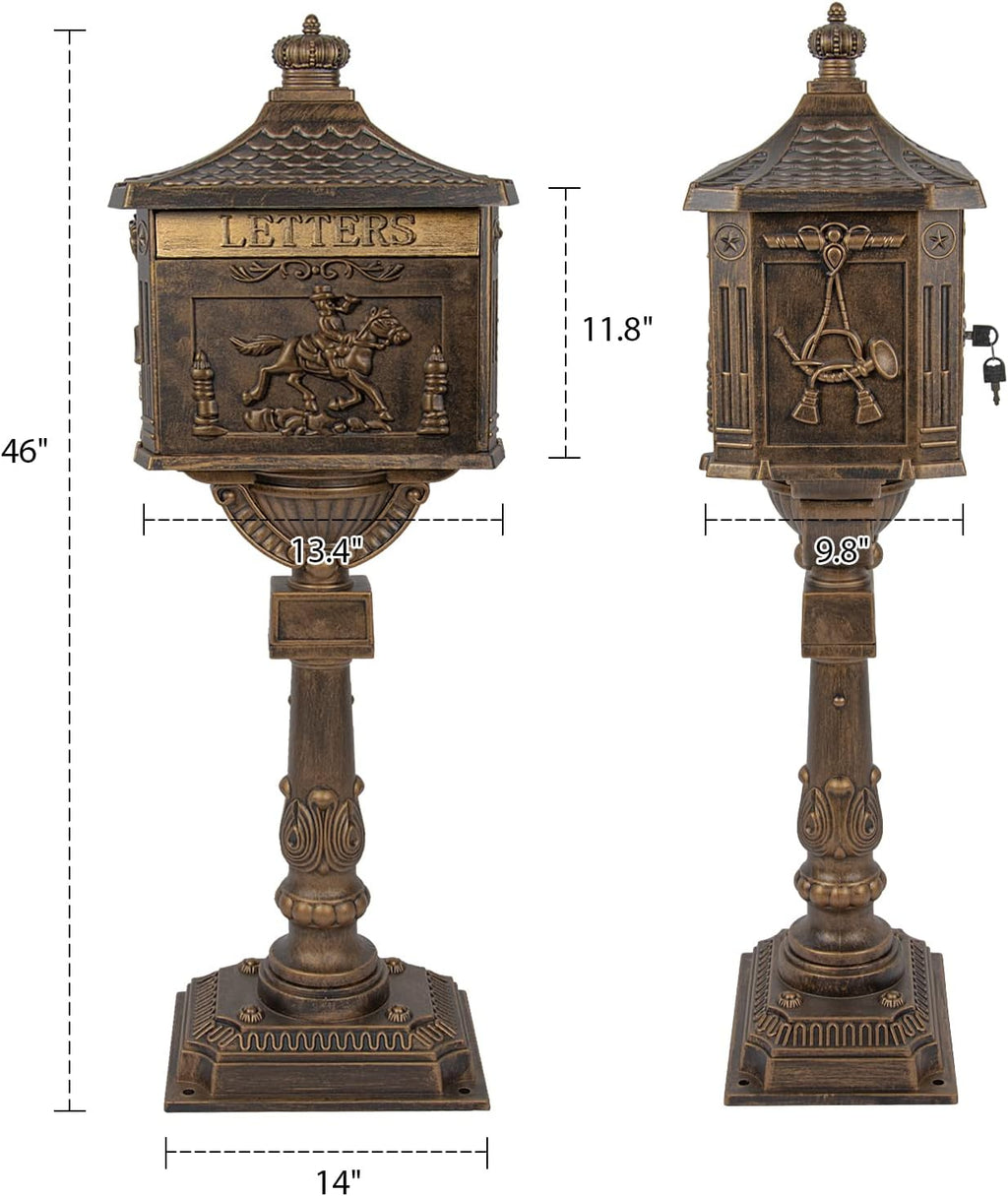 Polar Aurora Mailbox Cast Aluminum Bronze Mail Box Postal Box Security Heavy Duty New