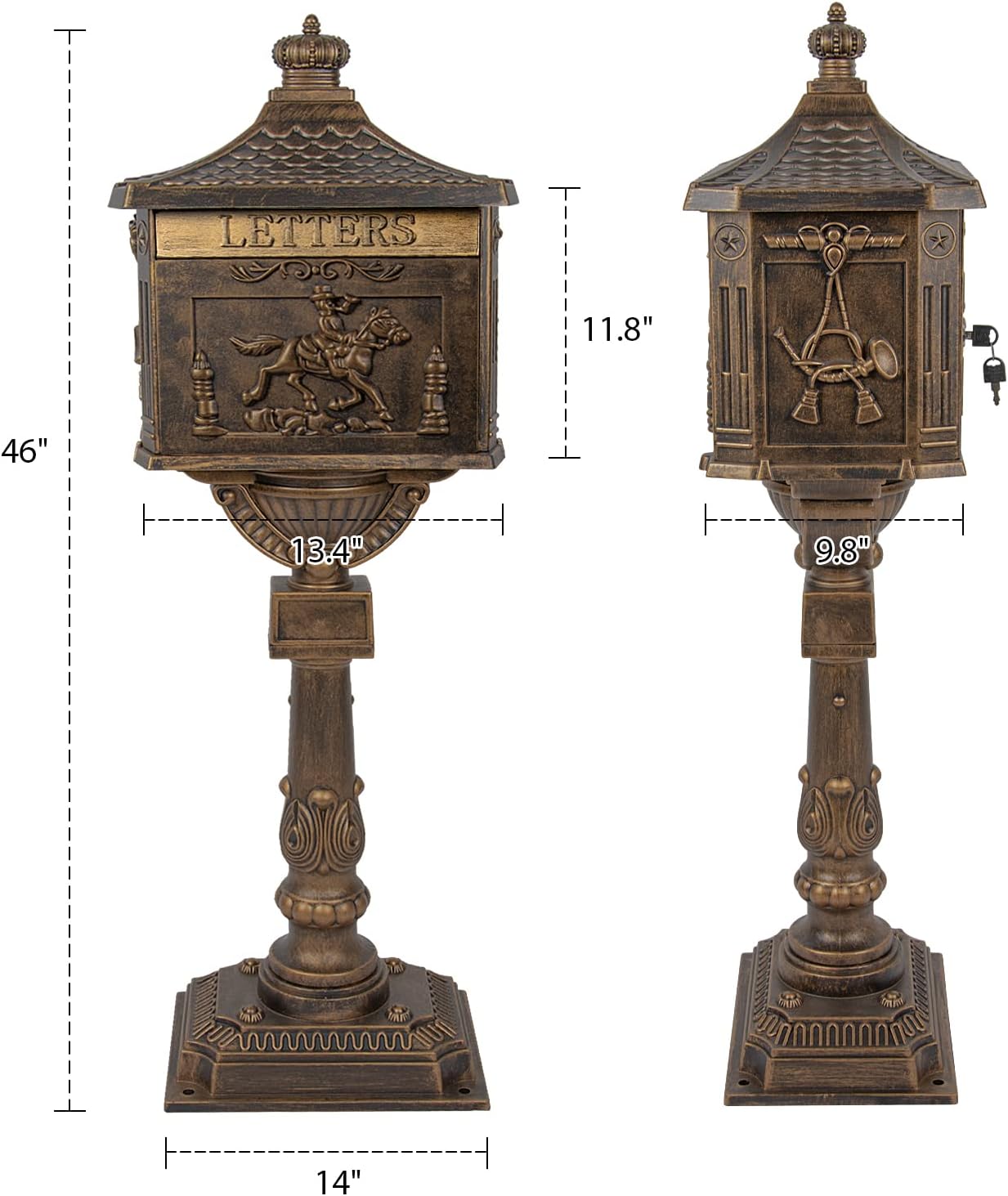 Polar Aurora Mailbox Cast Aluminum Bronze Mail Box Postal Box Security Heavy Duty New