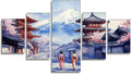 Japan Diamond Art 5 Piece Diamond Painting Landscape 5D DIY Full Square Drill Dimond Art Paintings Crystal Crafts for Adults Gem Painting for Home Decor, Large Artwork for Wall 44 x 90 Inch, Model150