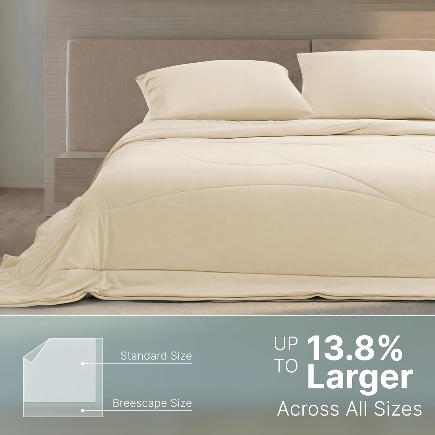 Breescape Cooling Comforter Blanket - BlendTek Q-Max>0.46 Tech, Cooling Blanket for Hot Sleepers & Night Sweats Relief, Breathable Lightweight Summer Bedding, Queen 96x96 Inches, Ivory