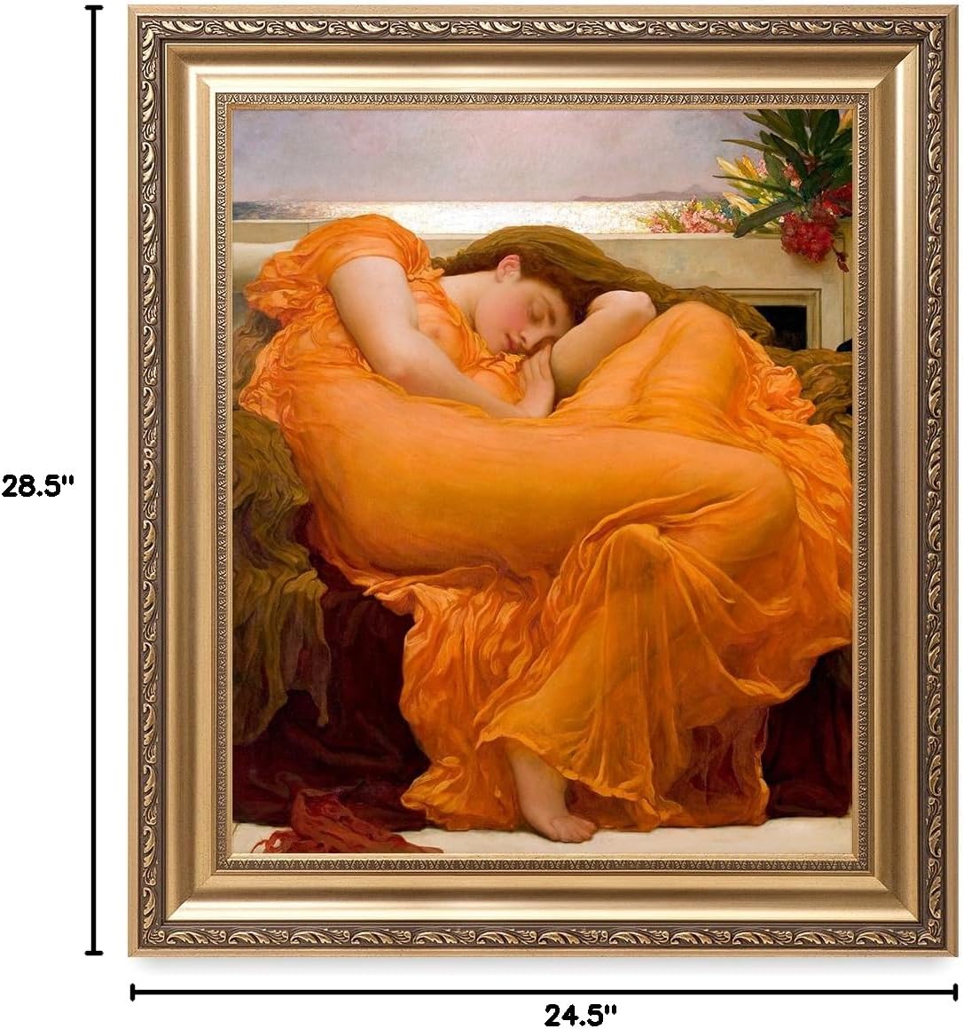 DECORARTS - Flaming June, Frederic Leighton Classic Art. Giclee Prints Framed Art for Wall Decor. Framed size: 26x30