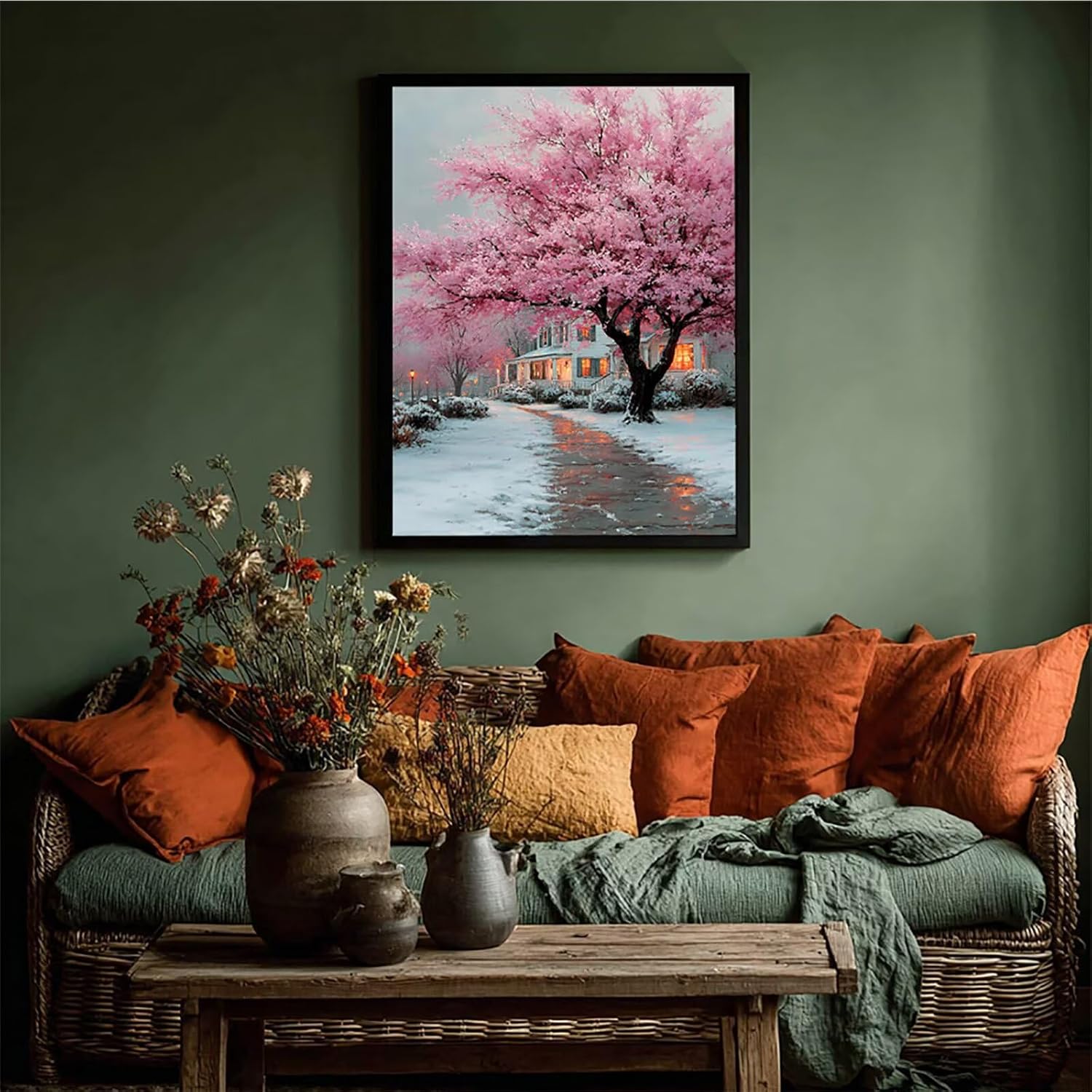 Tree Diamond Art Kits for Adults, Snow Scene 5D Diamond Painting, Full Drill Dimond Art Paintings for Beginners, DIY Pictures Gem Crafts for Adults, Hobbies for Women, Fall Decor, Gifts 40x54in A-1050