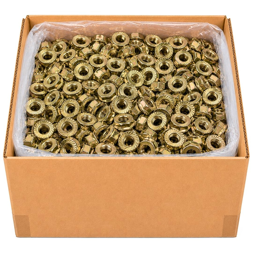 1/2-13 Serrated Flange Nuts (850 Case) – Grade 8 Mechanical Locking Nuts Coarse Thread for Vibration & Shock Where Nylon Can't Be Used SAE J995 0.5'