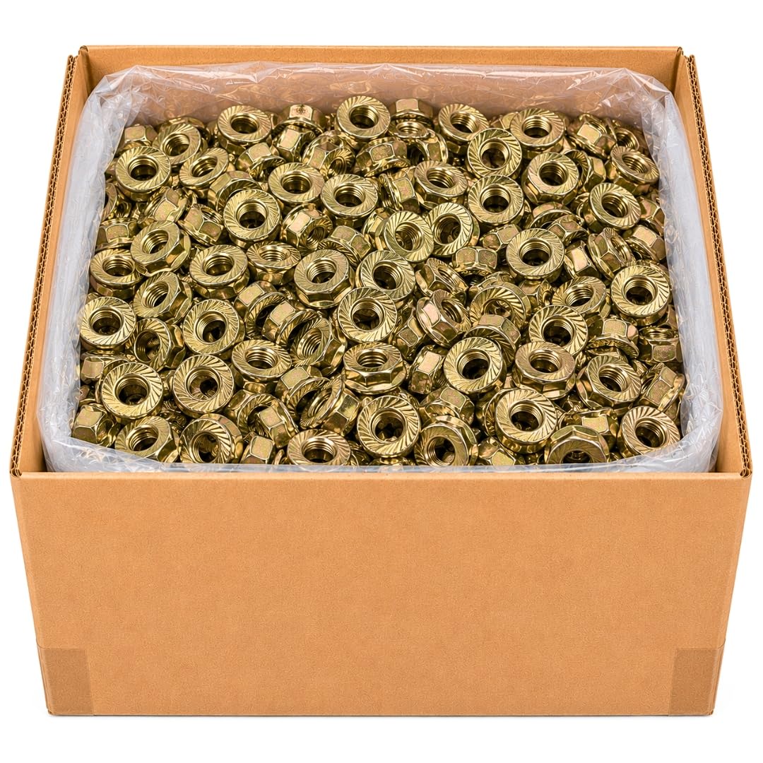 1/2-13 Serrated Flange Nuts (850 Case) – Grade 8 Mechanical Locking Nuts Coarse Thread for Vibration & Shock Where Nylon Can't Be Used SAE J995 0.5'
