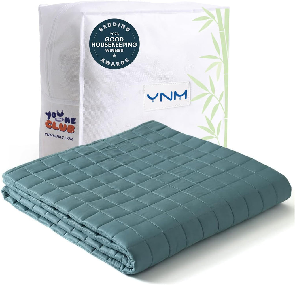 YnM King Size Cooling Weighted Blanket for Adults (88x104 Inches, 25 Pounds, Sea Grass), Perfect for Hot Sleepers with Cooling Rayon/Glass Beads, Heavy Bed Blanket for Couple on Queen or King Bed