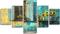 Retro Diamond Art 5 Piece Diamond Painting Sunflower 5D DIY Full Square Drill Dimond Art Paintings Crystal Crafts for Adults Gem Painting for Home Decor, Large Artwork for Wall 40 x 80 Inch, Model342