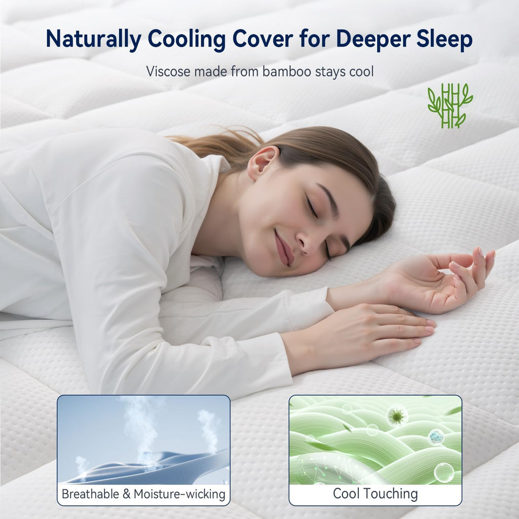 ELEMUSE 3 Inch Full Size Dual Layer Memory Foam Mattress Topper, 2 Inch Cooling Gel Foam, 1 Inch Soft Pillowtop Pad, Pressure Relief Bed Topper for Teen Room, Apartment & Guest Bed, Comfort Support