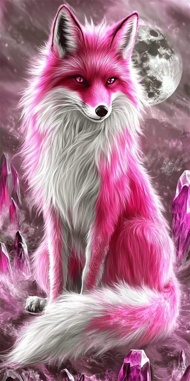 Diamond Art Kits for Adults Fox Diamond Painting Kits 5D DIY Round Moon Full Drill Dimond Art Paintings Crystal Rhinestones Crafts for Adults for Gift Home Wall Decor, Large Size 36 x 72 Inch,Model903
