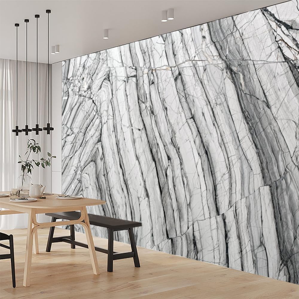 ELGADO Marble Photos Wall Mural, Classic Texture Murals High Resolution Pictures Poster,Large Wallpaper Mural Wall Decor for Bedroom Living Room Tv Background Room Decor,116' W x91 H