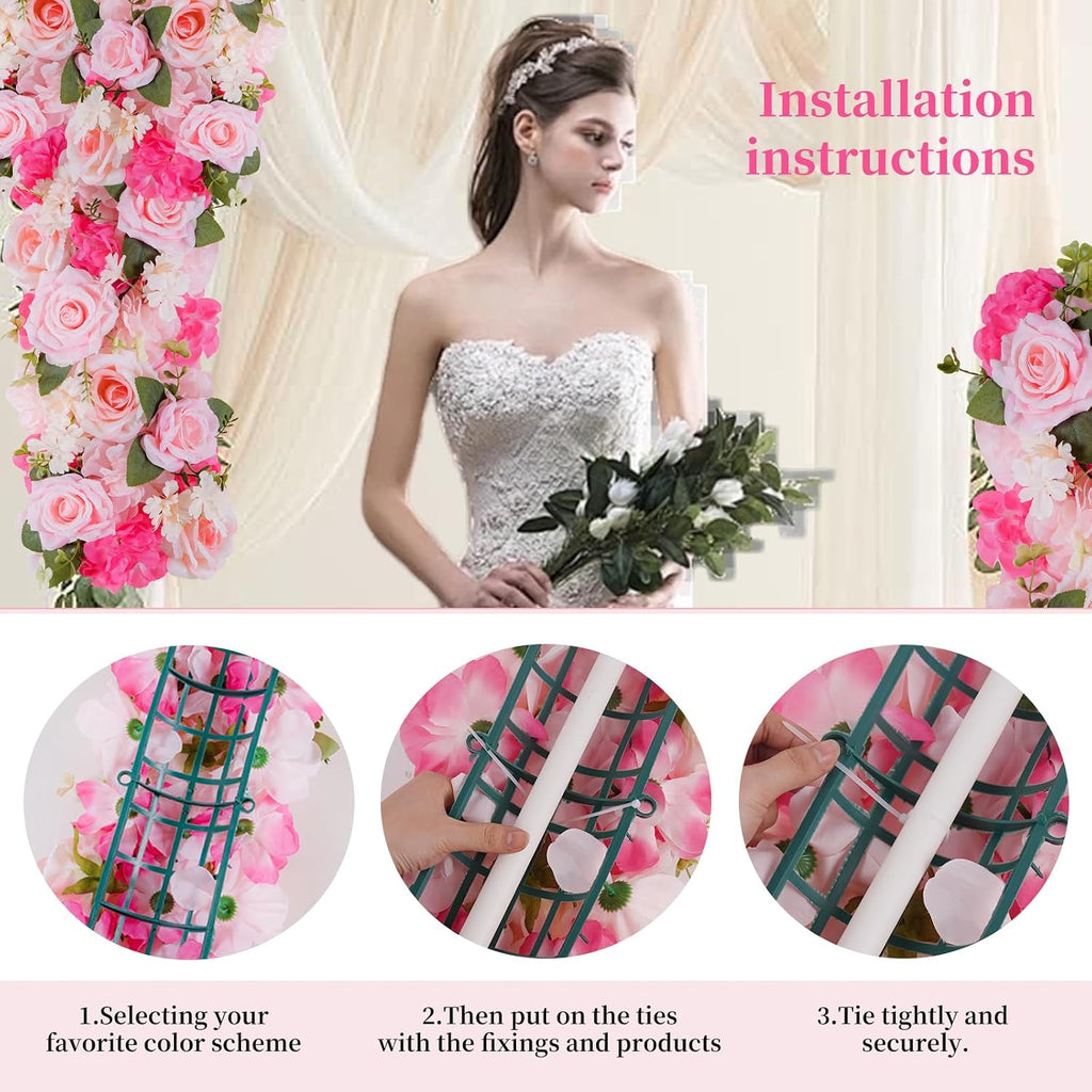 Pack of 10 Wedding Arch Decorations, 20.47 inch Artificial Flower Table Centerpieces Floral Arrangement for Wall Backdrop Party Bridal Shower Event Decor - Pink