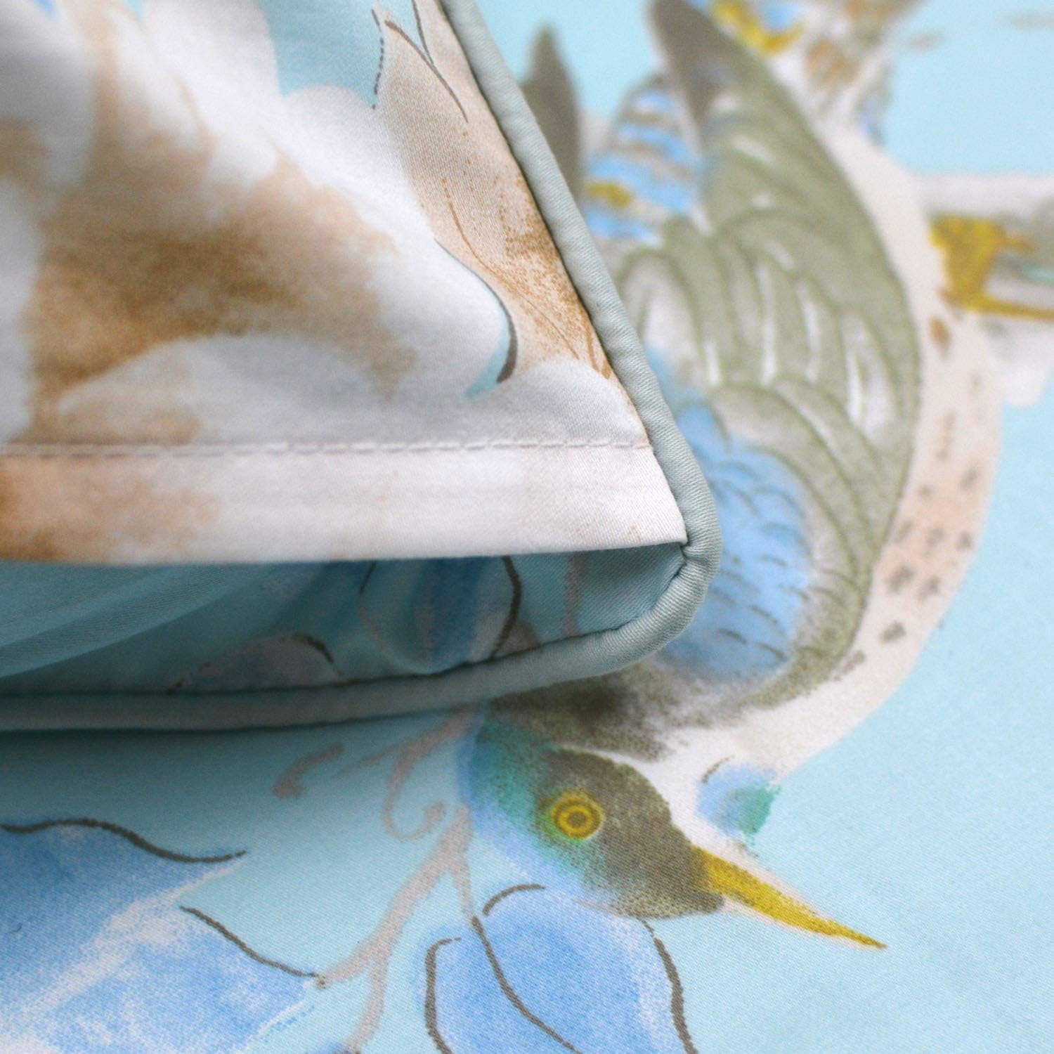 FADFAY Floral Bedding Shabby Blue Bird Print Bed Sheet Set Luxury Bedding Collections 800 Thread Count 100% Egyptian Cotton Deep Pocket, 4 Piece-Queen Size
