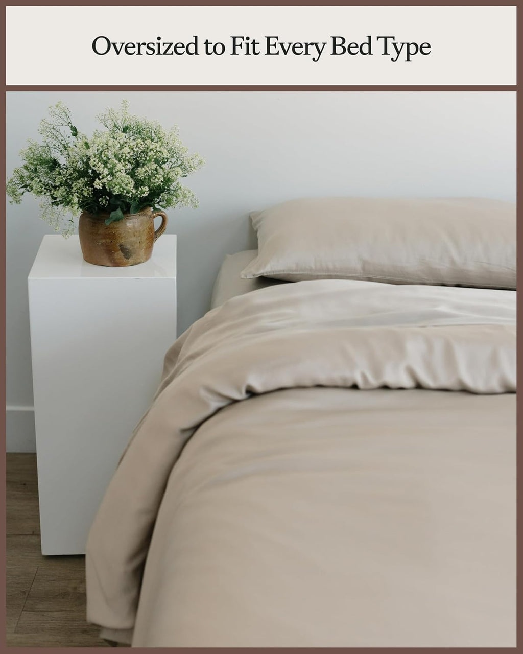 Cozy Earth Luxury Duvet Cover Queen - 100% Viscose from Bamboo - Ultra-Soft, Cooling & Lightweight Duvet Cover - Temperature-Regulating Bedding with Concealed Zip & Interior Snap Closures - Driftwood