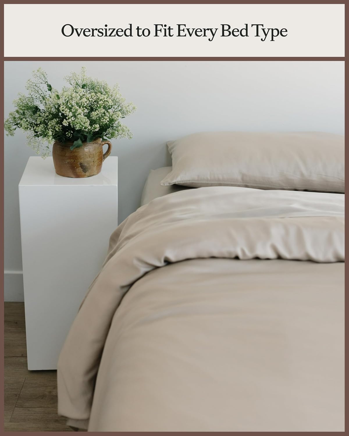 Cozy Earth Luxury Duvet Cover Queen - 100% Viscose from Bamboo - Ultra-Soft, Cooling & Lightweight Duvet Cover - Temperature-Regulating Bedding with Concealed Zip & Interior Snap Closures - Driftwood