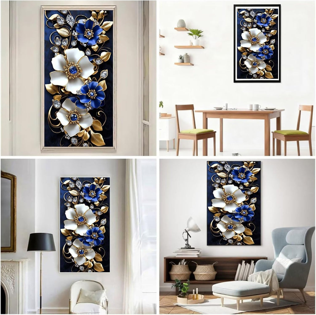 Diamond Art Kits for Adults Flower Diamond Painting Kits, 5D DIY Round Full Drill Dimond Art Paintings Rhinestones Crafts for Adults for Gift Home Wall Decor, Large Size 40 x 80 Inch, Model819