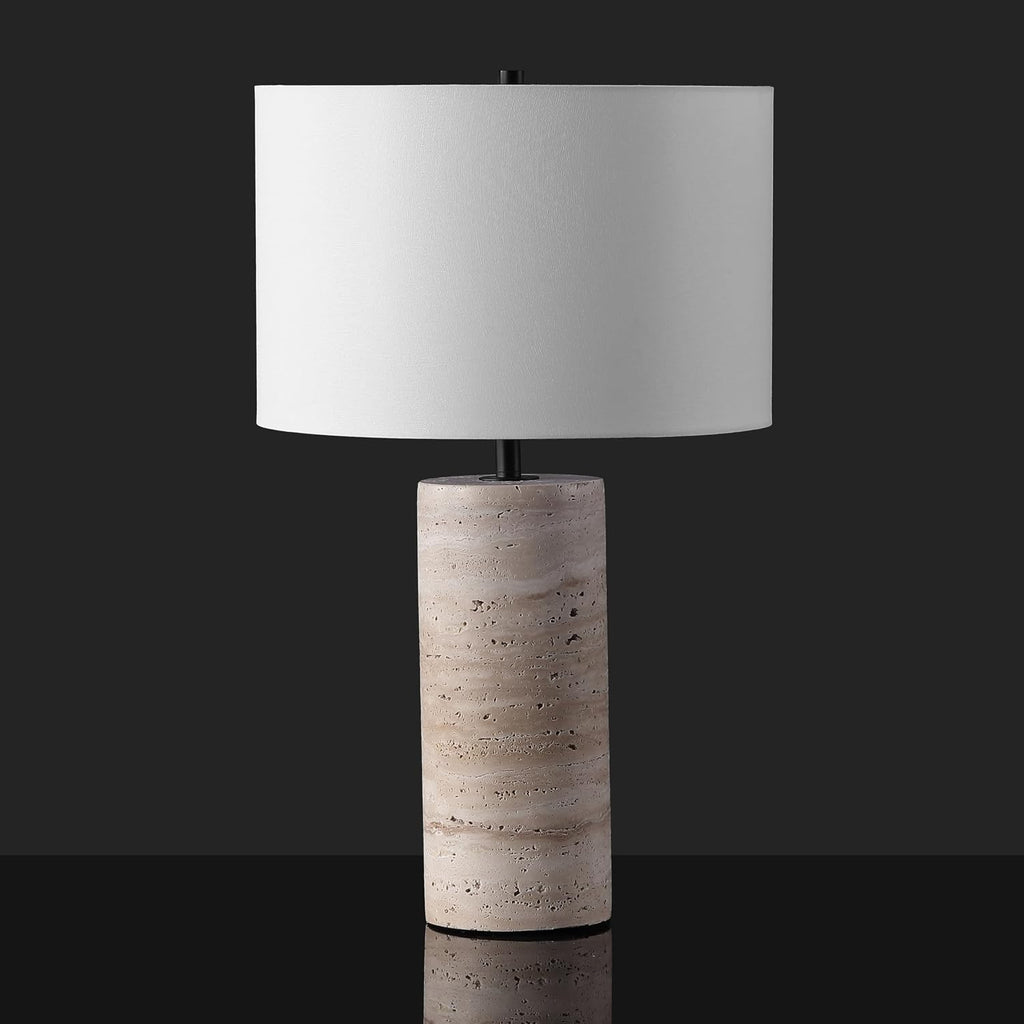 SAFAVIEH Couture Lighting Collection Rynetta Light Brown/White 24-inch Dimmable Table Lamp for Bedroom Living Room Home Office Desk Nightstand (LED Bulb Included)