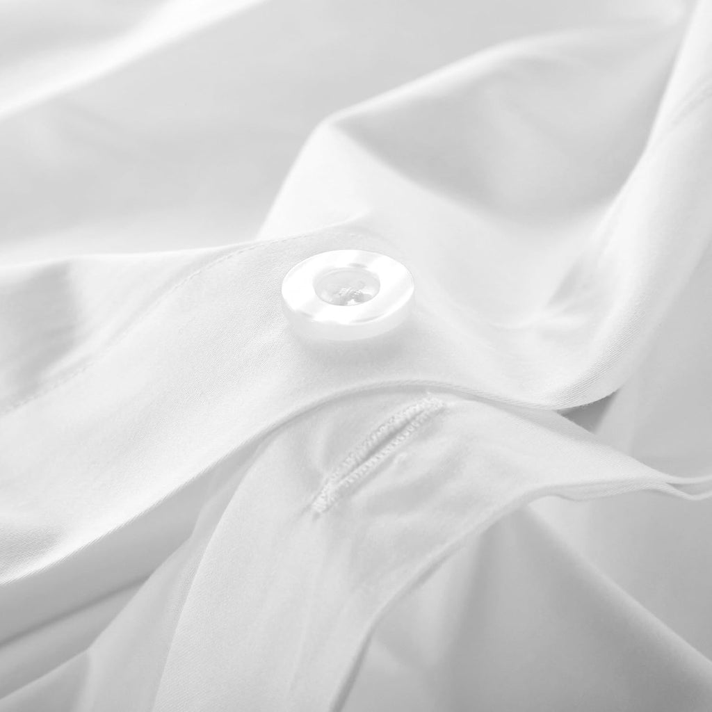 Casabolaj Triomphe Collection 3 Pieces Duvet Cover Set -100% Egyptian Cotton Sateen 400 Thread Count - Luxury Handcraft Bedding Sets Queen King (White, California King)