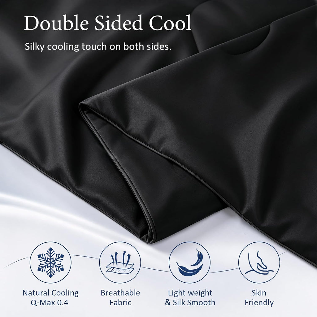 Cooling Blanket Comforter Hot Sleepers Twin/Twin XL Soft Cooling Blanket, Double-Sided Cool Bedding for Night Sweats, All-Season Lightweight Comforter(68 * 90inch, Black)