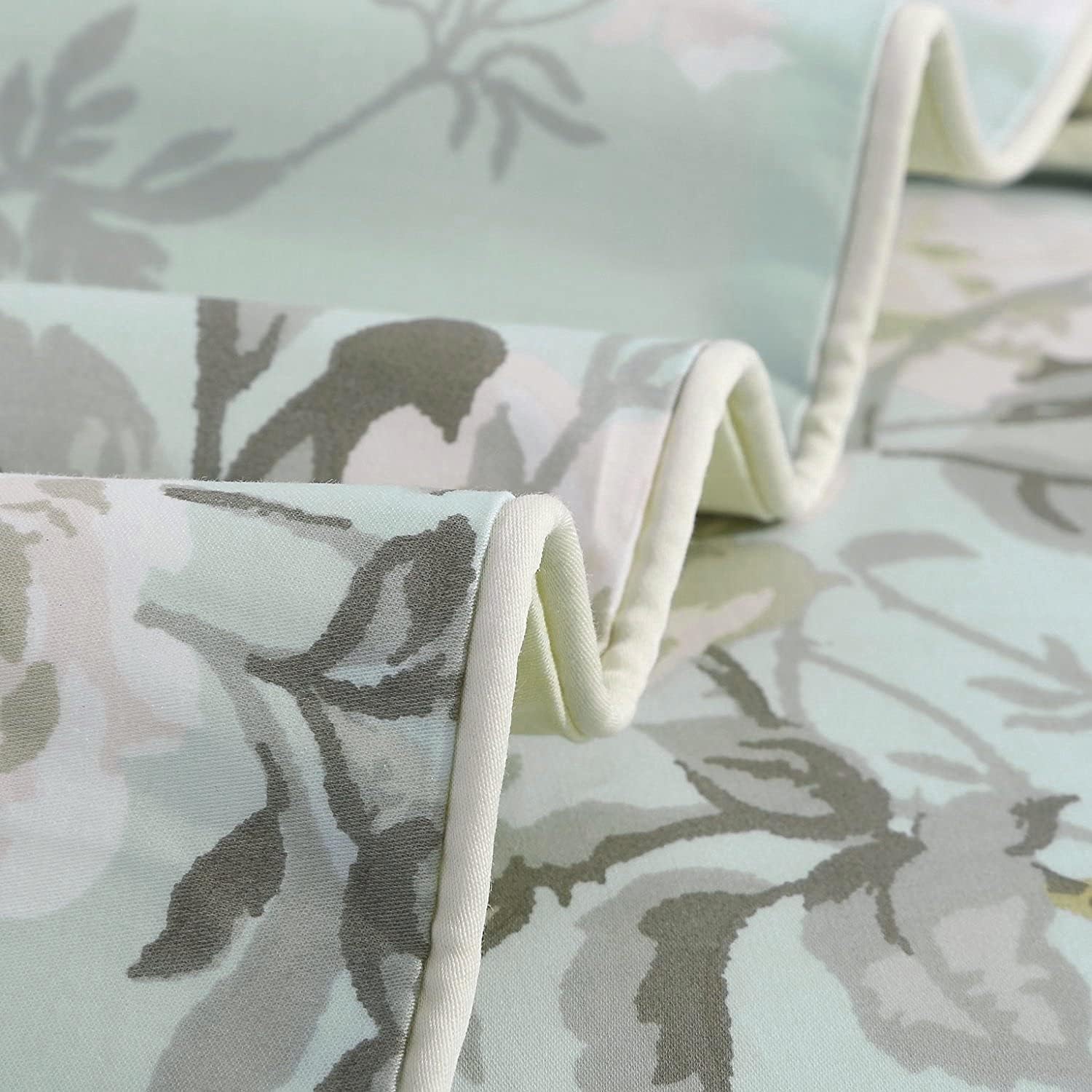 Brandream French Country Garden Toile Floral Duvet Cover King Size Bedding Set Cotton Asian Style Tapestry Chinoiserie Peony Blossom Tree Branches Multicolored Design (King,Mint Green)