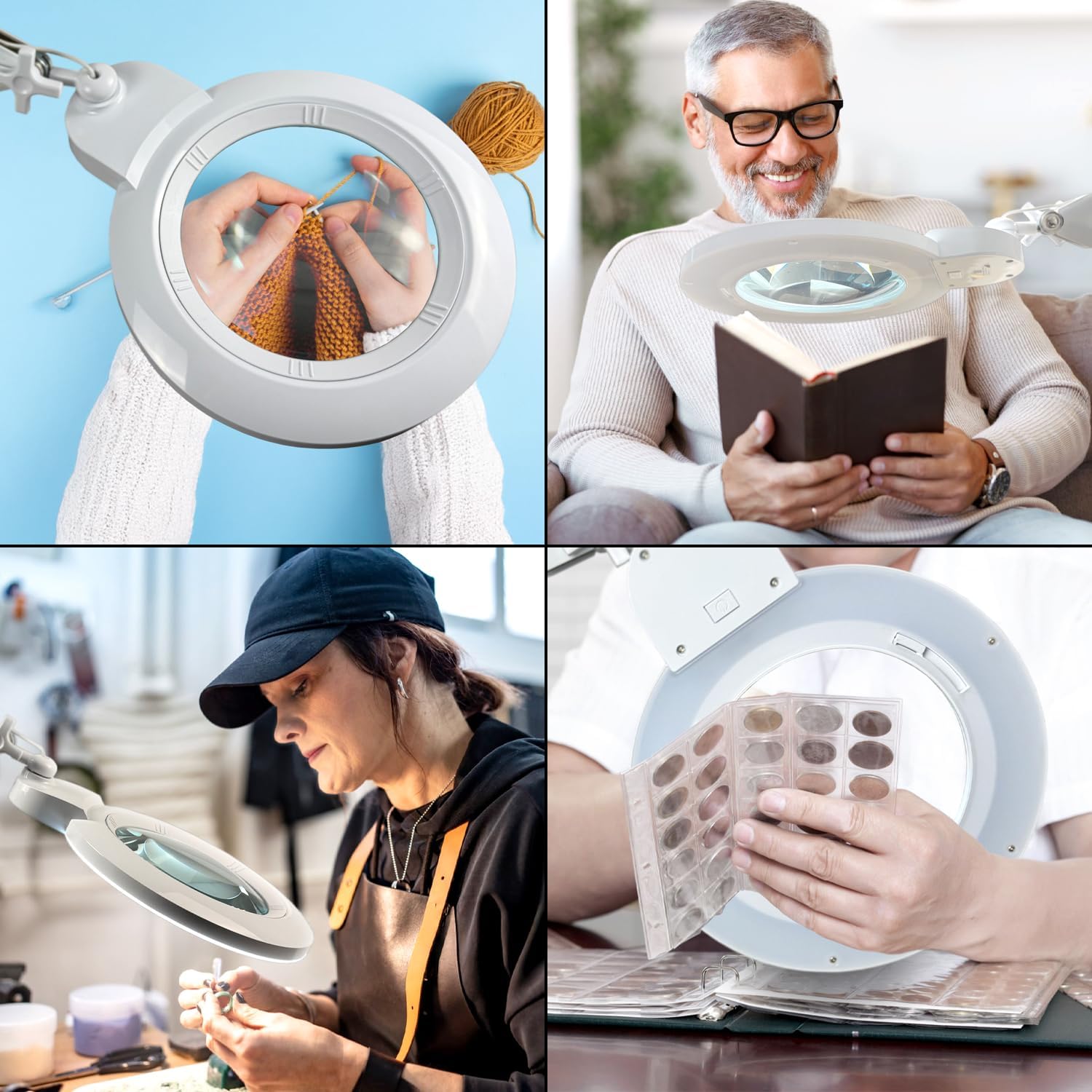 (7 inch Glass Lens) 2.25X, 5 Diopter, Professional LED Magnifying Lamp with Clamp, 4 Brightness Levels, 5600-6000K Daylight Bright, 1200 Lumens, 84 SMD LEDs, Adjustable Arm, BoliOptics MG16304321