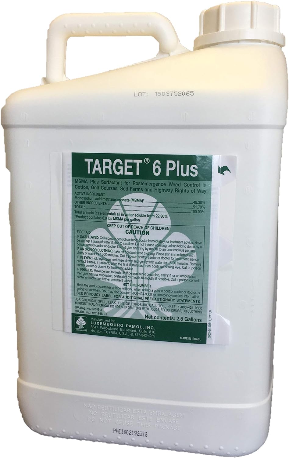 Target 6 Plus (MSMA 48.2%) Turf Herbicide - (2.5 Gallon jugs)