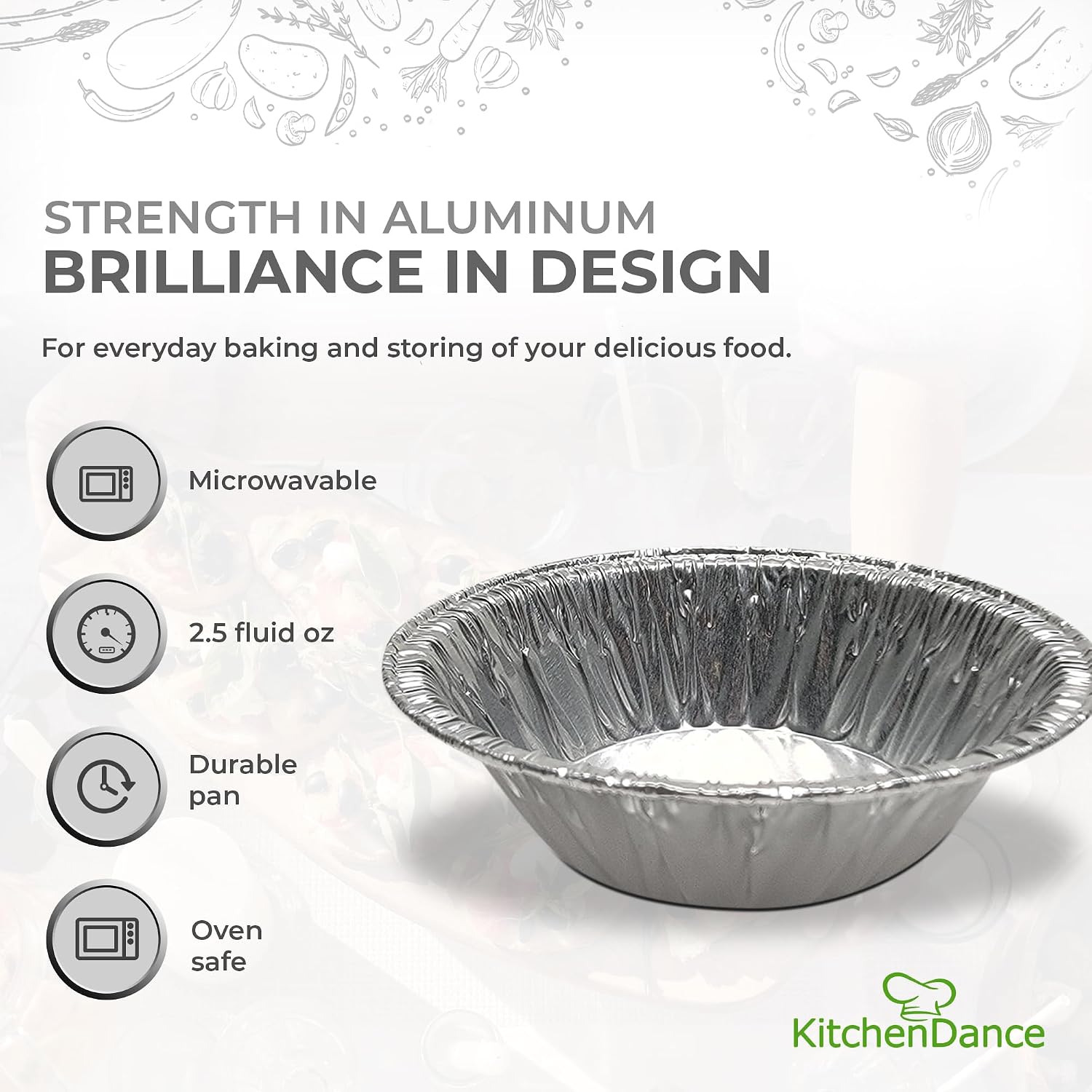 KitchenDance Disposable Aluminum Foil Tart Pan - 3' Round Aluminum Foil Individual Pie Pans for Pies, Tarts - Perfect for Baking, Cooking, - 301, 1000