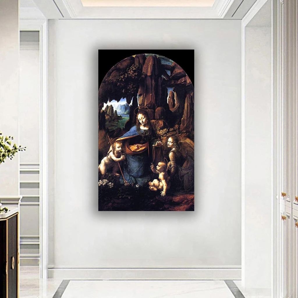 Religious Pictures 'Virgin of the Rocks' Print On Canvas Reproductions Of Famous Paintings Classic Canvas Wall Art Home Decor 30x48cm Framed