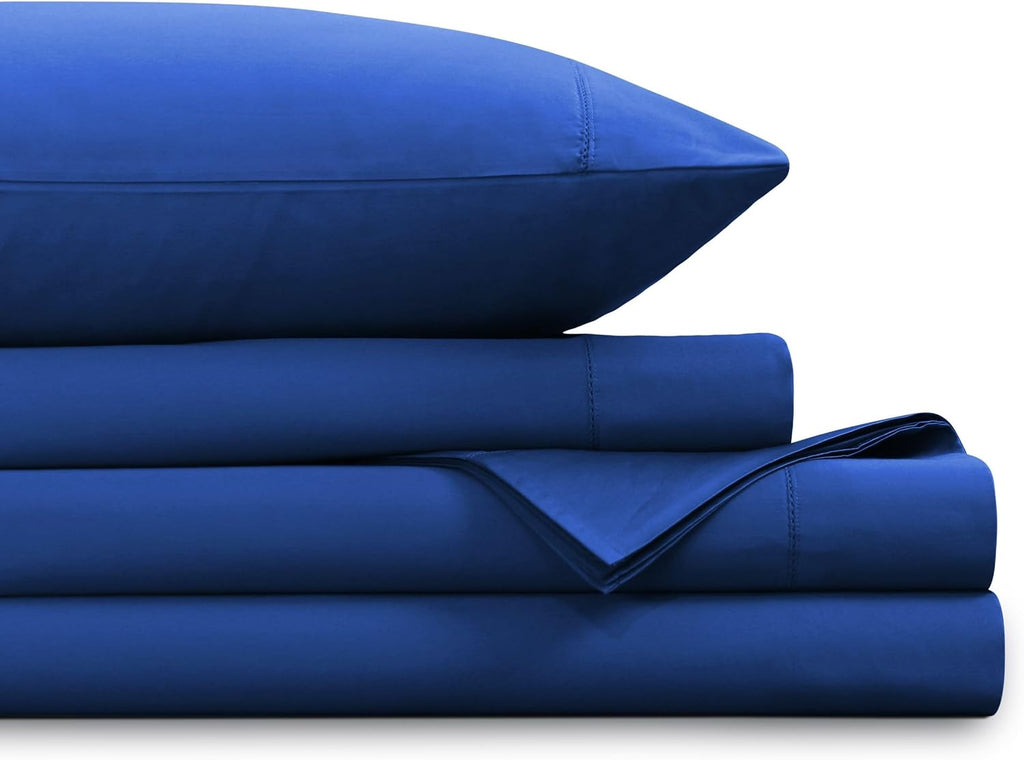 Tribeca Living 1000 Thread Count Egyptian Cotton Sheets Queen Size - Silky Smooth Sateen Weave for Luxurious Sleep - 22 Inch Deep Pocket 4-Piece Set in Classic Blue