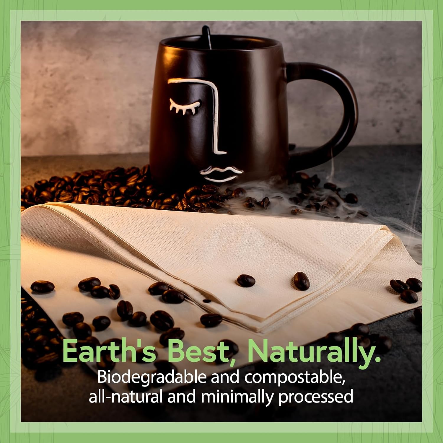 100% Bamboo Compostable Napkins (2000-Pack) | Heavy Duty Napkins for Lunch, Dinner, Events, Occasions & Entertaining | Eco Friendly | 3-Ply FSC Certified | Bamboo Paper Towels | 7.5 x 8 Inch