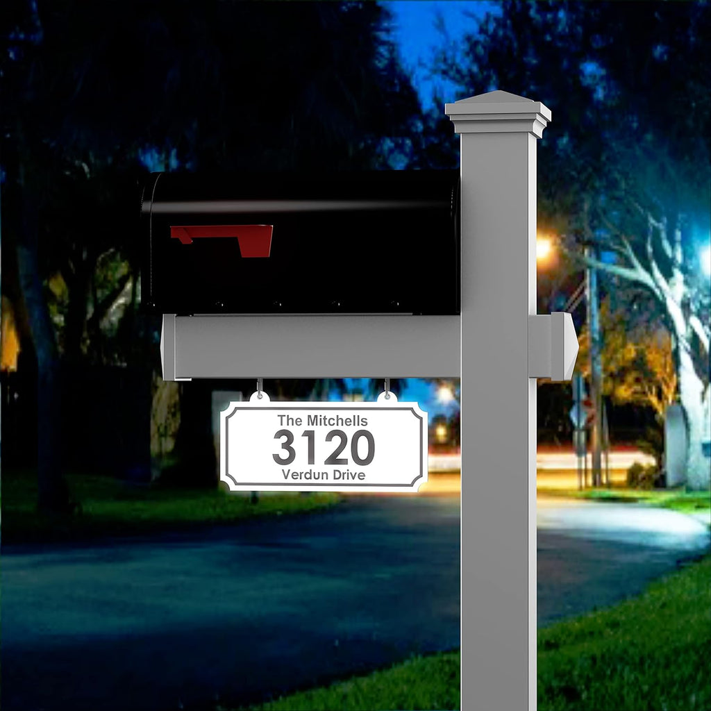 4Ever Products The Amelia Vinyl Mailbox Post System - Includes Steel Mailbox and Custom Street Address (Black Mailbox)