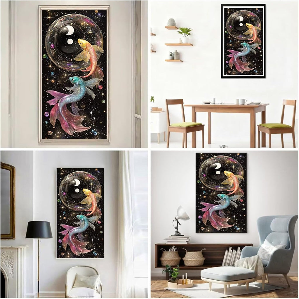 Diamond Art Kits for Adults Fish Diamond Painting Kits, 5D Round Dream Full Drill Dimond Art Paintings Crystal Rhinestones Crafts for Adults for Gift Home Wall Decor, Large Size 40 x 80 Inch, Model657