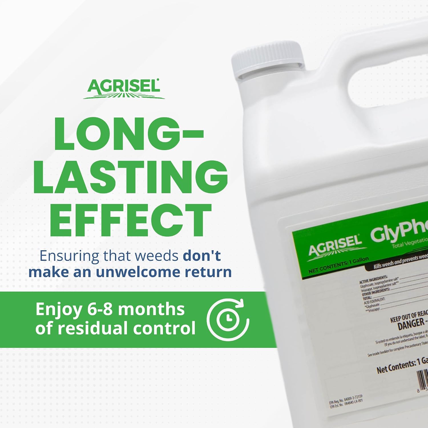 Agrisel GlyPhoSel Plus Weed Killer, Post Emergent, Long-Lasting Action, Eliminates Tough Weeds from Leaf to Root, For Non-Crop Areas, Pet Safe, Includes 3-pack of Agrisel Protective Gloves, 128 Ounces