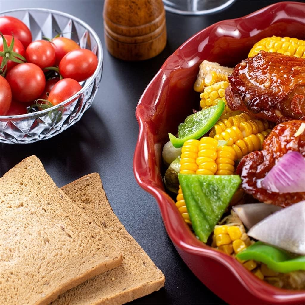 Glaze Pie Dish No- Stick Stoneware Quiche Pan Baking Dish Plate with Crinkle Rim 10. 5 Inches Round Tart Pie Tin
