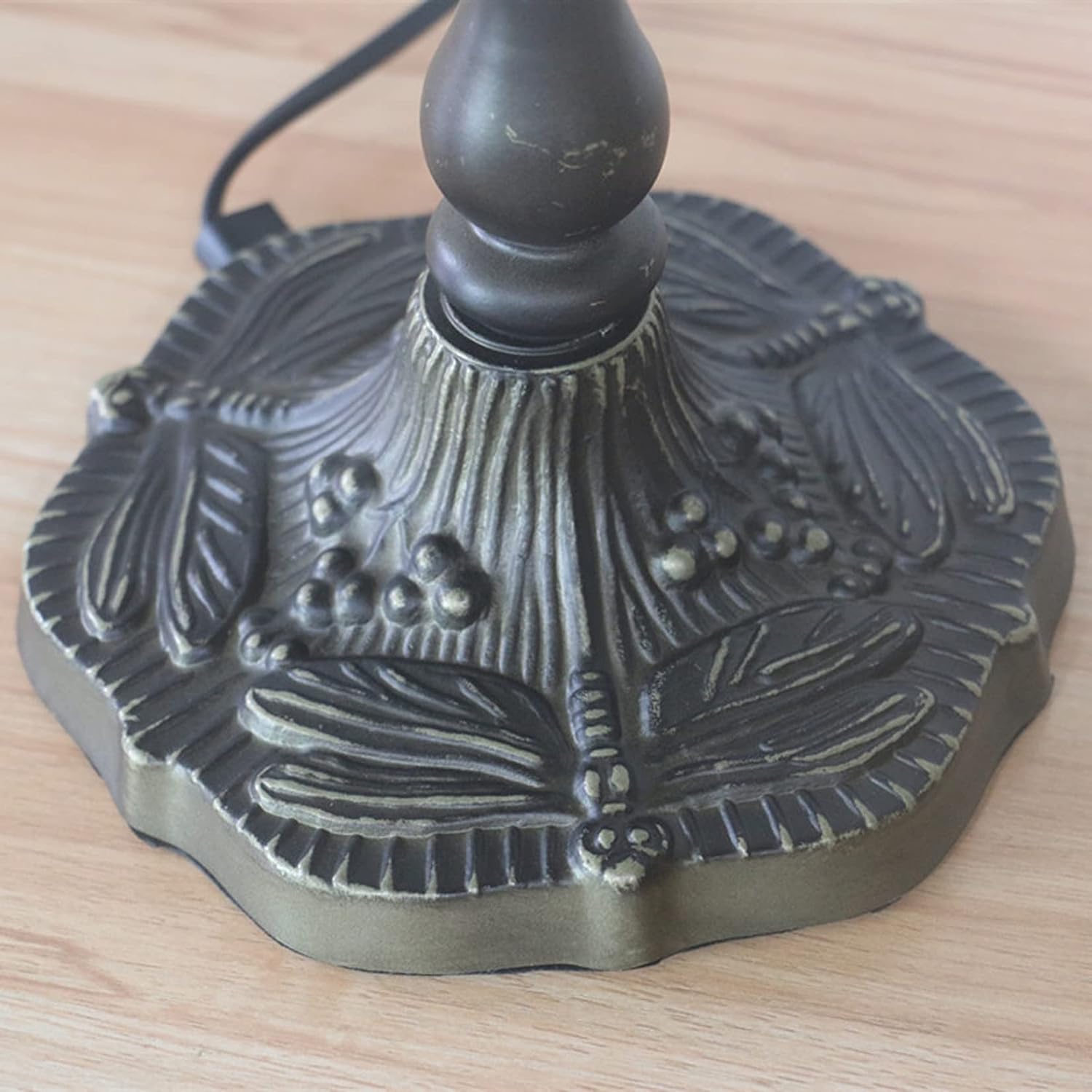 Tiffany Style Bankers Table Lamp Stained Glass Piano Desk Lamp Vintage Bedroom Bedside Lamp for Study,Antique Alloy Base,Zipper Switch,Dragonfly a