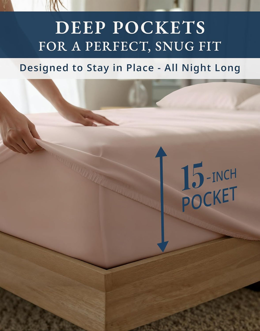 LANE LINEN 100% Cotton Split King Bedding Set for Adjustable Beds - 1000 Thread Count, Fully Elasticized Reinforced 15' Extra Deep Pocket Split King Sheets, Sateen Weave for Silky Finish - Sepia Rose