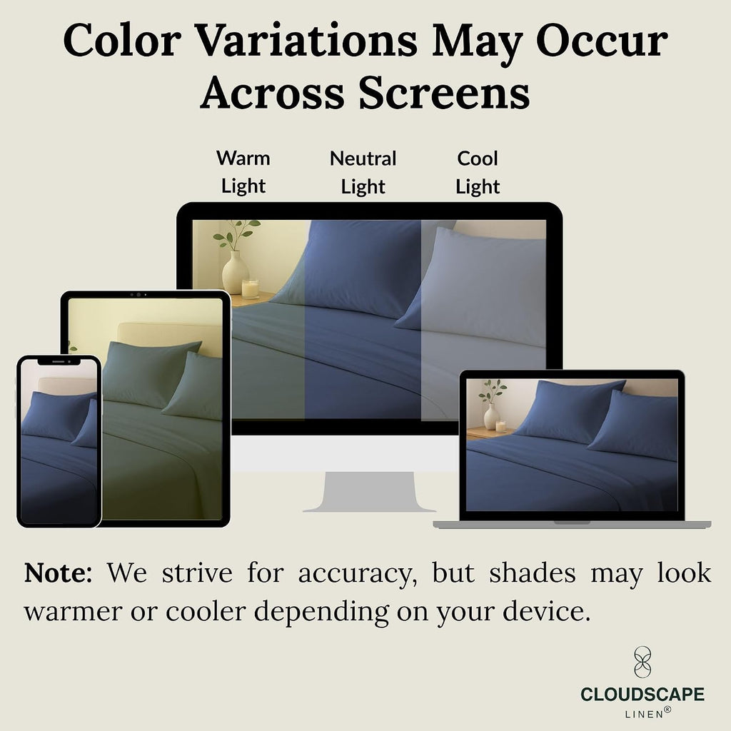 CLOUDSCAPE 100% Egyptian Cotton Sheets Queen Size, 4 Pcs Breathable & Silky Sateen Weave Queen Sheet Set, Ultra-Soft & Cooling Hotel Luxury Sheets, Deep Pocket Fitted up to 15', Dark Denim