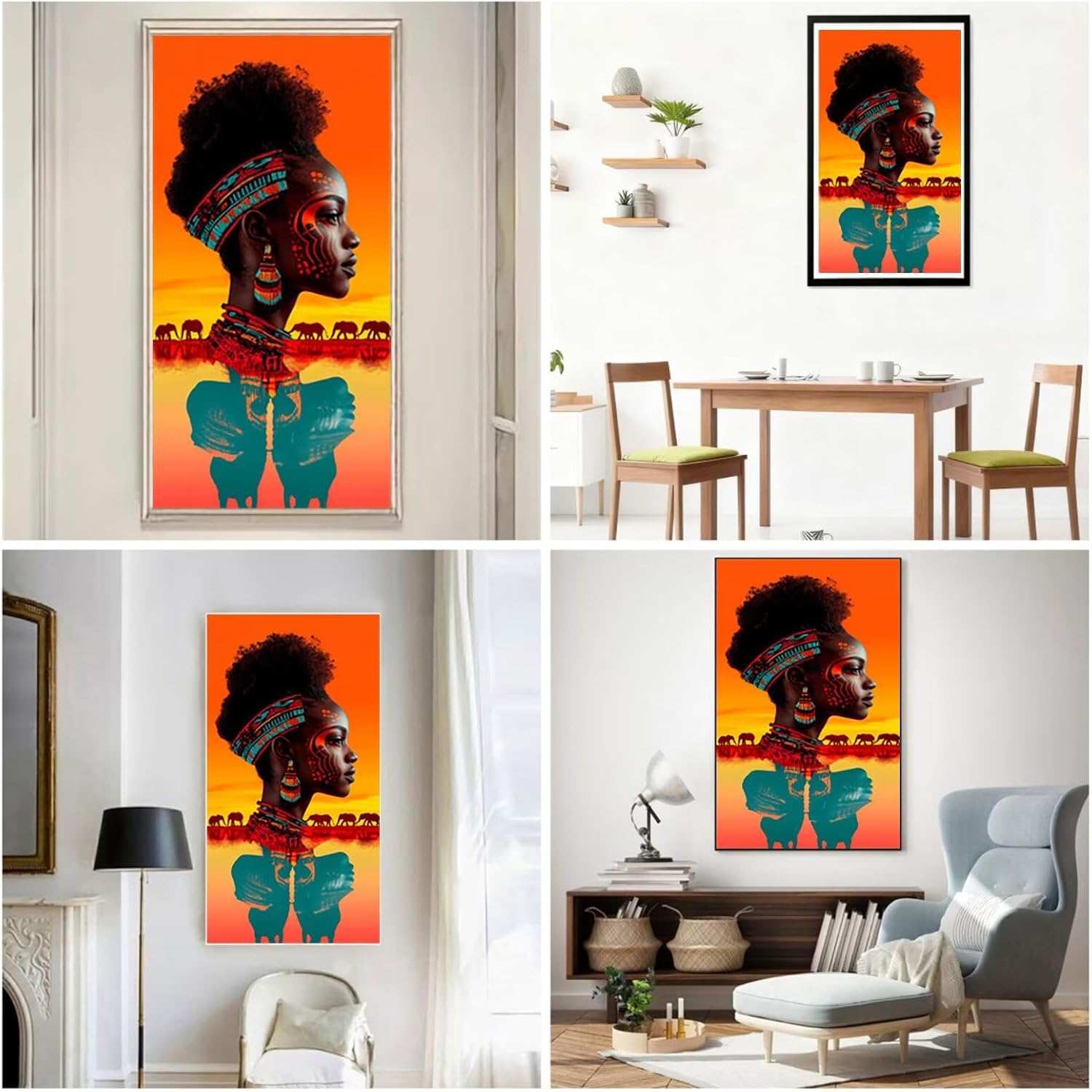 Diamond Art Kits for Adults Africa Diamond Painting Kits, 5D DIY Round Woman Full Drill Dimond Art Paintings Crystal Rhinestones Crafts for Adults for Home Wall Decor, Large Size 40 x 80 Inch,Model909